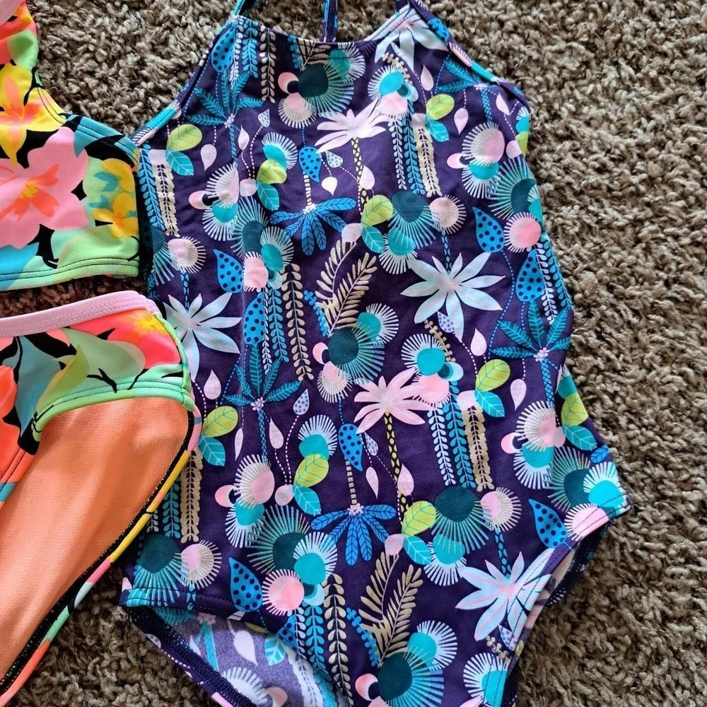 Cat & Jack multicoloured floral swimsuits Size S 2 swimsuits